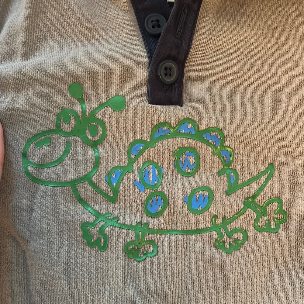 Hanna Andersson Gray Hooded Baby Romper with Dinosaur Design - Picture 4 of 7